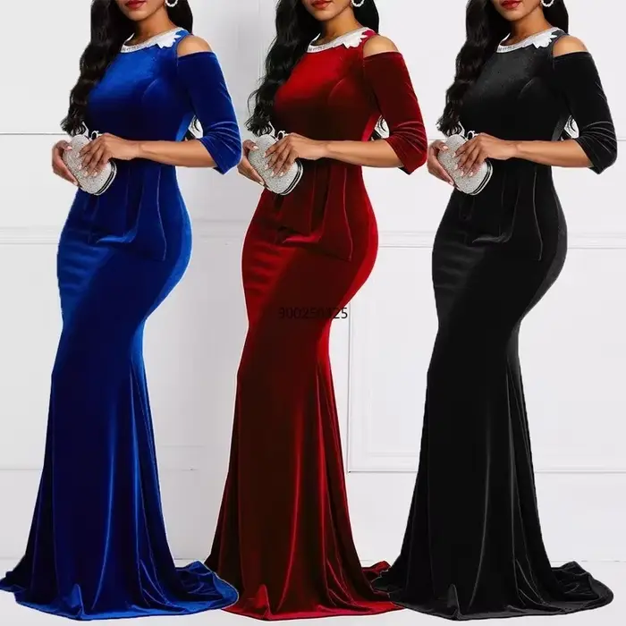 Robe d'été personnalisée en velours pour femmes