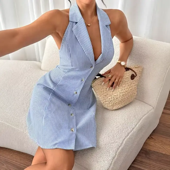 Robe d'été mini pour femme à bretelles