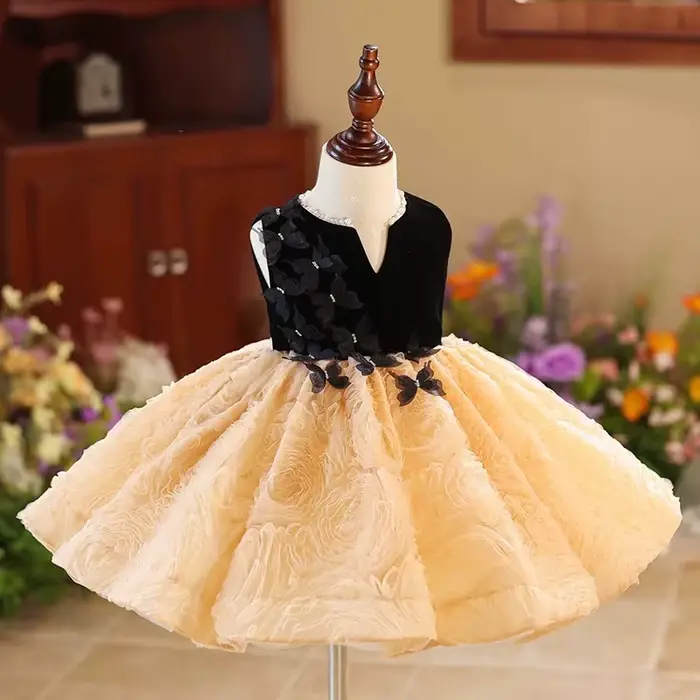 Jill Wish J421 robe élégante à fleurs Champagne pour filles