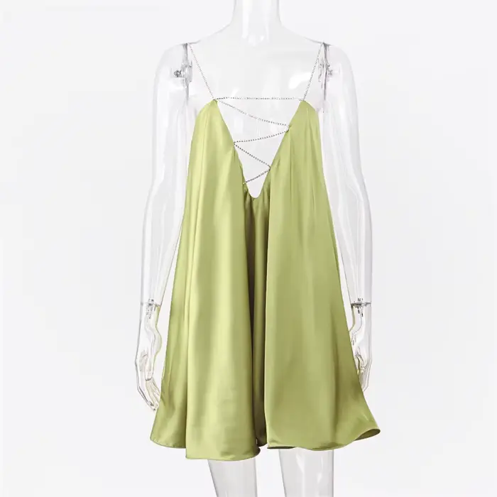Camisole élégante en polyester pour femme style sexy club mini robe sans manches col en V pour soirée d'été