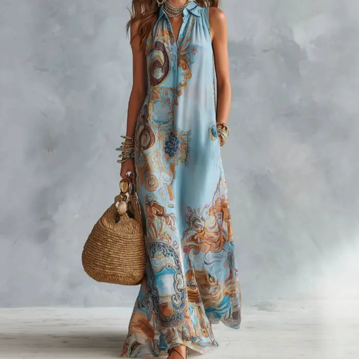 Robe longue élégante sans manches pour femme