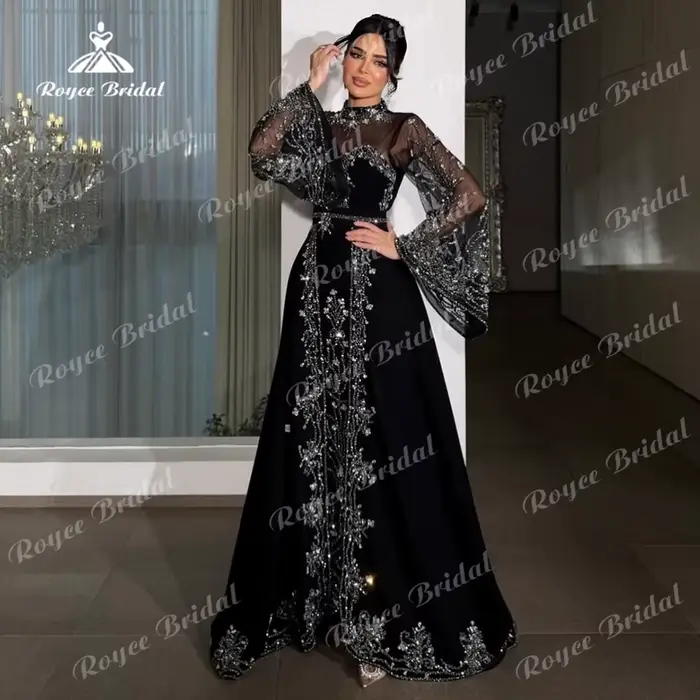 Robes de soirée de luxe à col montant et coupe trapèze 2026 pour femmes, tenues de soirée formelles et de cérémonie de mariage personnalisées
