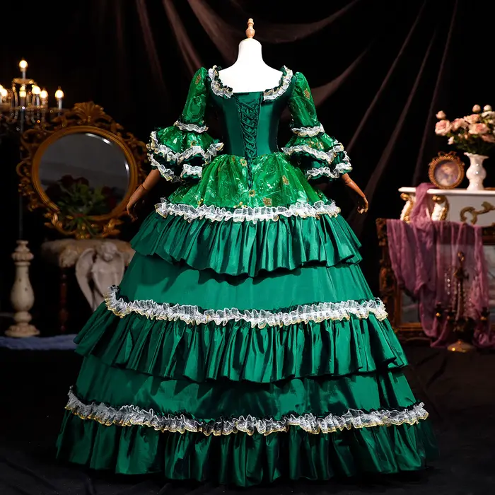 Robe de Bal Verte Renaissance Princesse Pour Femmes Occasions Spéciales Gothisme Victorienne Quinceanera