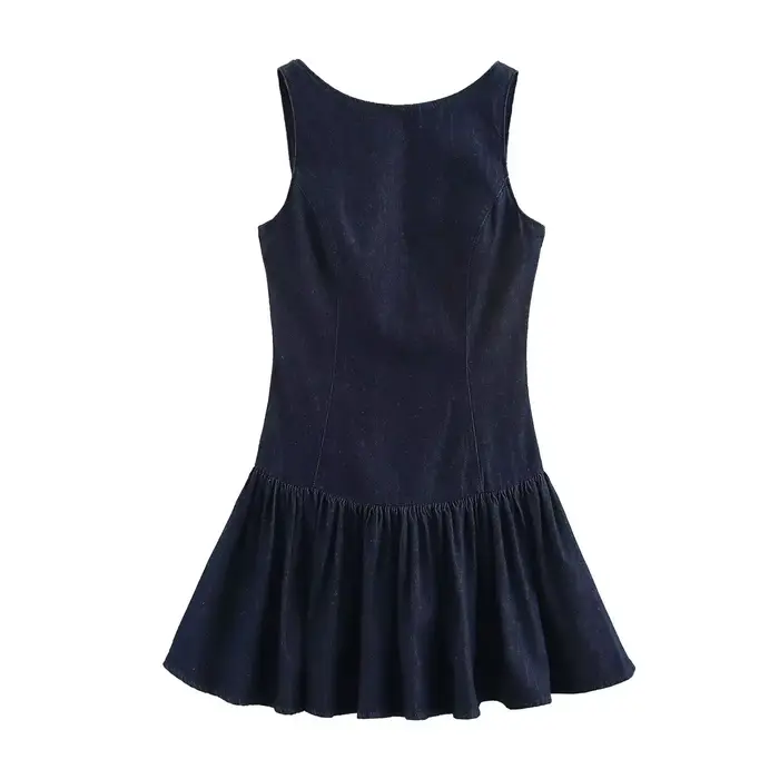 BSAY robe en jean pour femmes mode automne hiver couches décoratives dos nu Mini robes français Chic