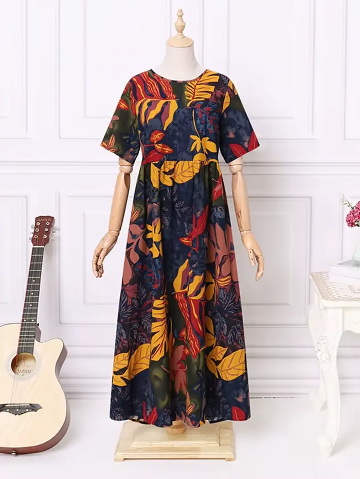 Robe imprimée vintage pour femme