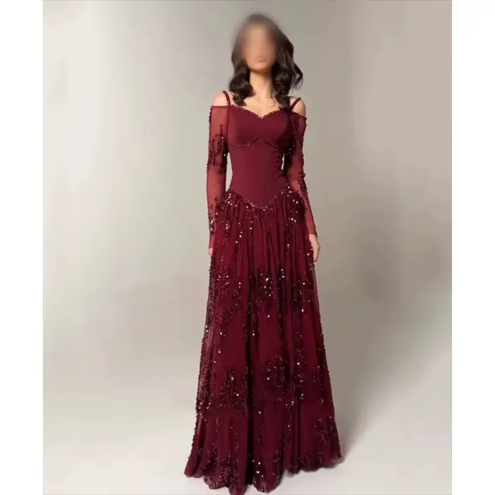 Robe de soirée épaules dénudées polyester pailletée plissée avec soutien-gorge intégré pour femmes soirées officielles mariages galas occasions spéciales