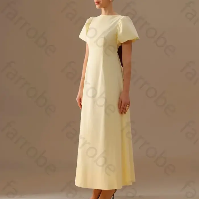 Robe de soirée personnalisée à col bateau, avec manches bouffantes et nœud au dos, robe de soirée fo