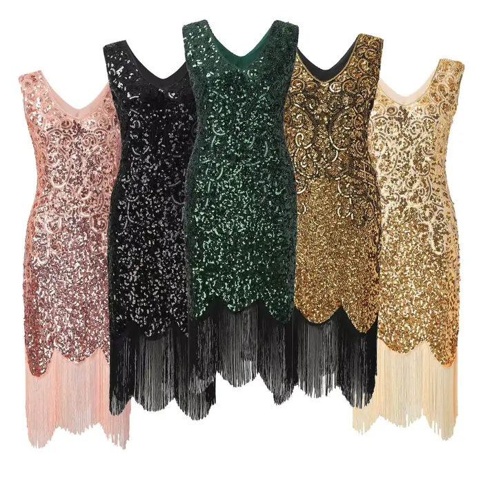 Robe de Soirée Vintage à Paillettes pour Femme