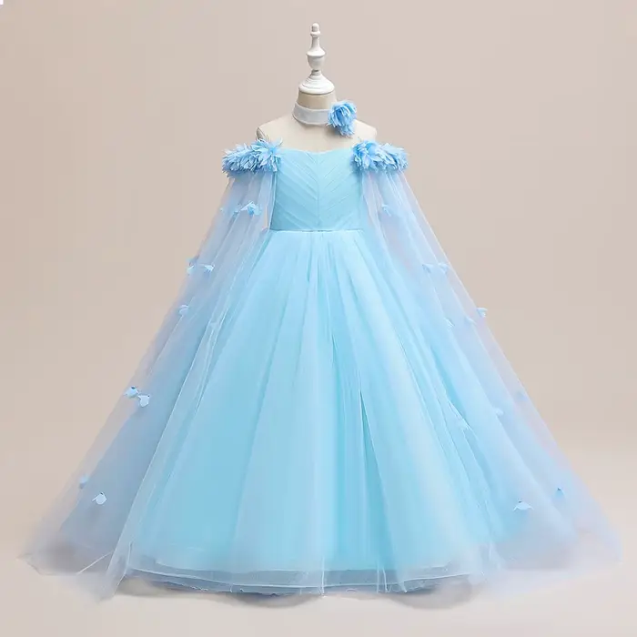 Robe de Demoiselle d'Honneur Rose en Tulle pour Fille