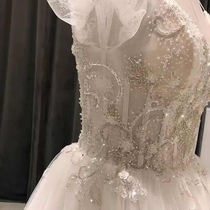 8084 Personnalisé robe de mariée 2020 boho manches longues sexy perlé vestiEducatif de cóctel Rhrobe de plage Bélada