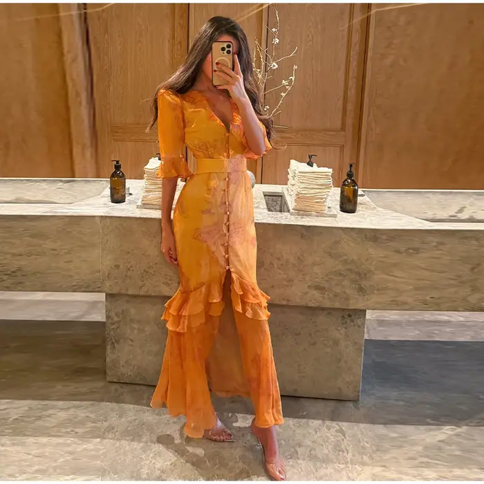 Robe imprimée florale chic plissée grande ample pour femme élégante et sexy sans manches coupe ajustée soirée club occasions spéciales