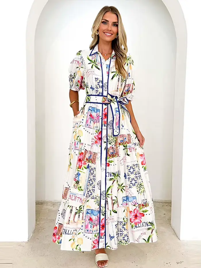 Robe longue imprimée à la mode pour femmes