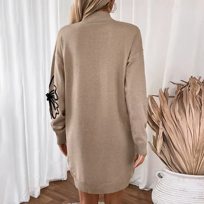 Robe automne/hiver en 2025 jupe pull femme avec col motif fleur