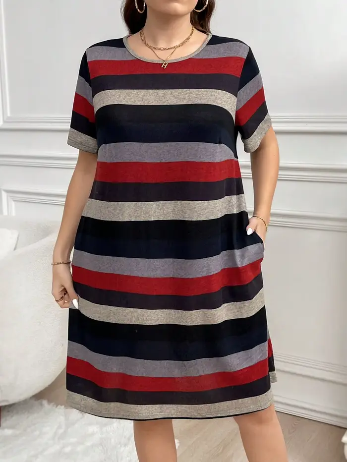 Robe à la mode pour femmes, chemises de nuit d'extérieur, motif à rayures colorées, imprimé, jupes d