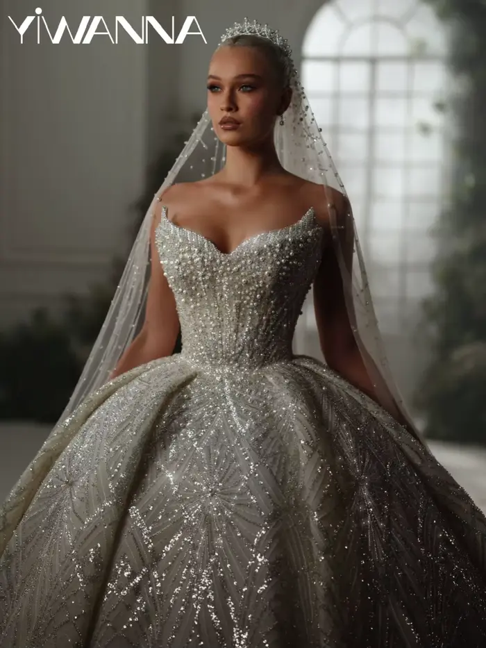 Magnifique robe de mariée perlée délicate