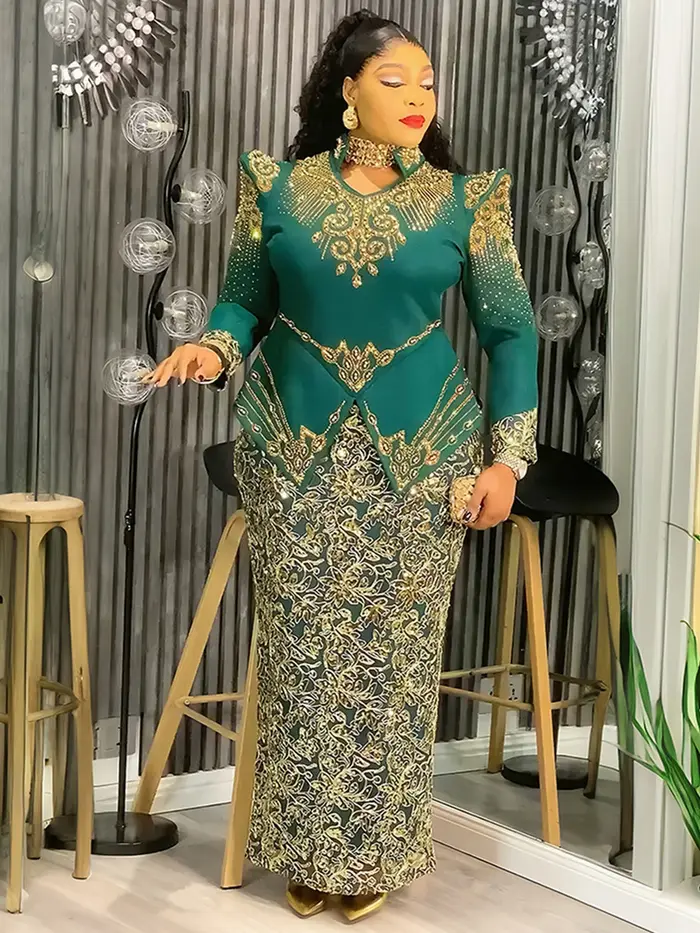 Robes africaines de luxe pour femmes, élégantes, manches longues, Maxi, Ankara Dashiki, tenues de soirée de mariage, grande taille