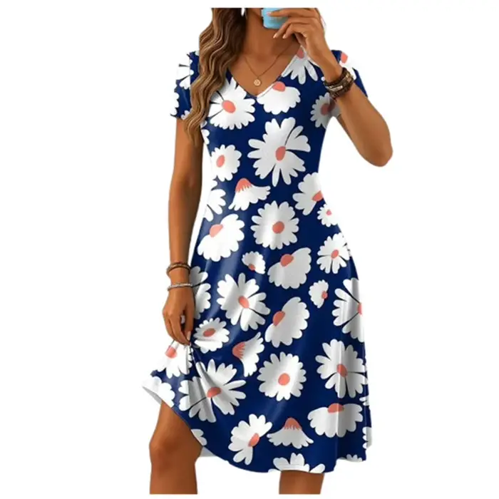 Robes courtes imprimées florales 3D pour femmes