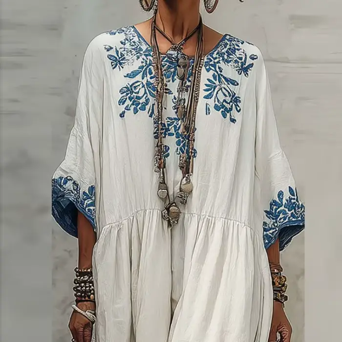 Robe longue fluide bohème élégante à imprimé floral pour femme