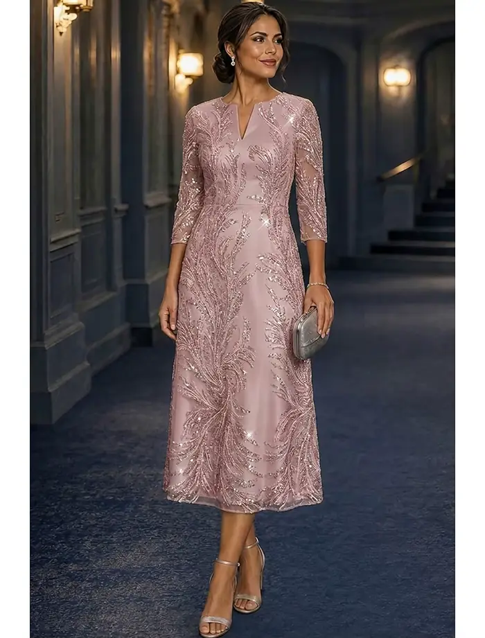 Robe de mère de la mariée personnalisée, col en V, élégante, vintage, luxueuse, formelle, pour invitées de mariage, en dentelle avec appliques de perles et de paillettes