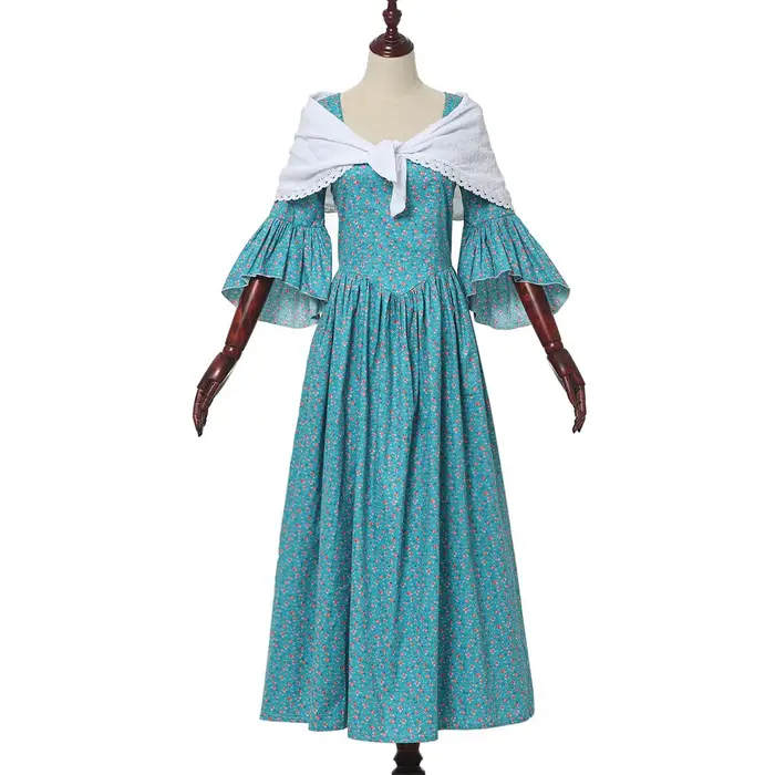 Robe de bal florale médiévale et coloniale, robe de mariée Marie-Antoinette du XVIIIe siècle, costum