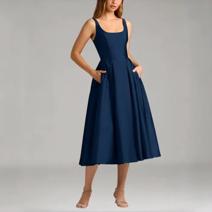 Robe longue d'été unie pour femme