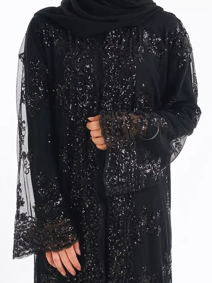 Robe arabe musulmane décontractée avec paillettes en acétate pour femmes toute la saison occassions spéciales et activités quotidiennes