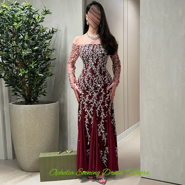 Robe de soirée élégante en mousseline de soie, col bateau exquis, robes de bal à appliques tendance, robes sirène personnalisées pour occasions spéciales