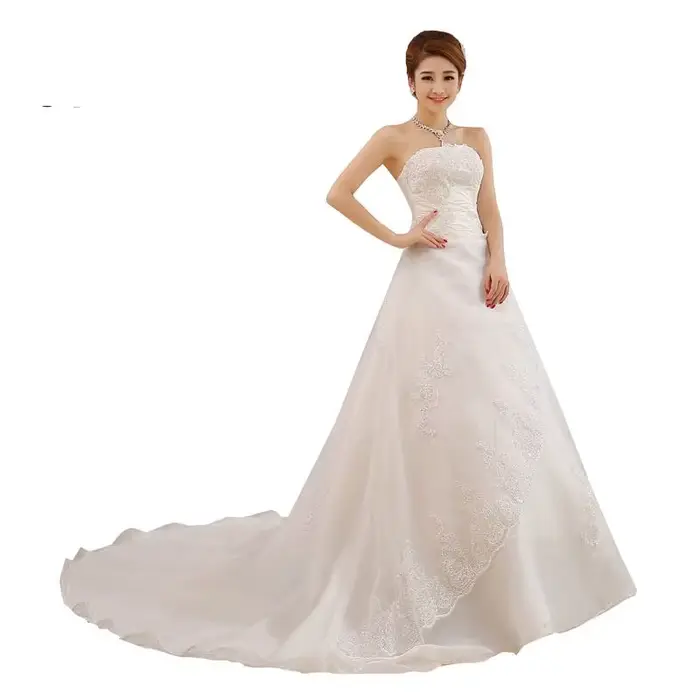 Robes de mariée en dentelle princesse personnalisées avec train