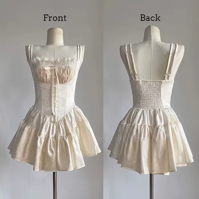 REDDACHiC Robe d'été florale romantique et short à volants pour femme, style coquette, col carré, dé