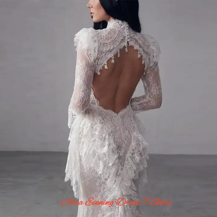 Robe de soirée élégante en dentelle blanche