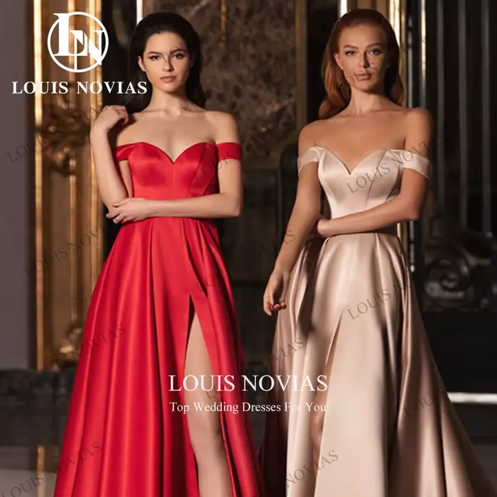 Robe de Soirée LOUIS NOVIAS en Microfibre et Polyester avec Train de Balayage 50 cm et Décolleté Mon Amour pour Femmes Occasions Spéciales