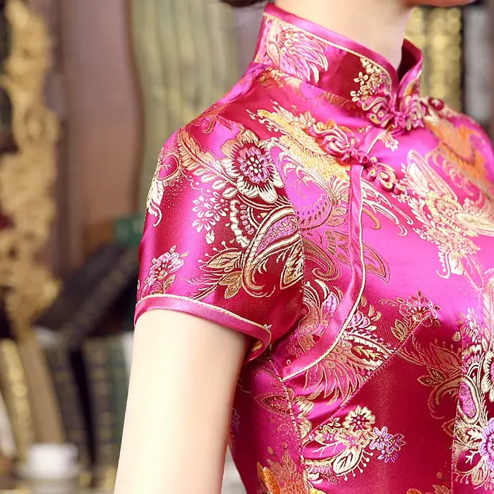 Robe Qipao traditionnelle chinoise à col mandarin pour femme