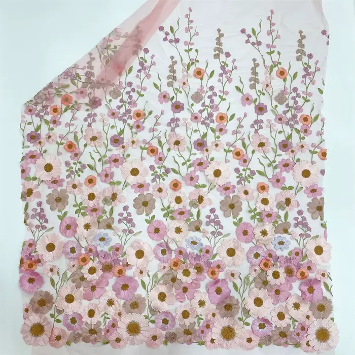 Cathy-Robes de mariée en tulle à col en V, broderie de fleurs 3D, robe éducative personnalisée, manc