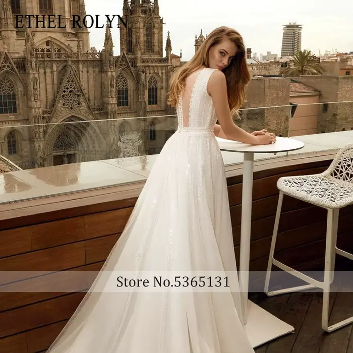 ETHEL ROCircN-Robe de mariée A-Line en fibre