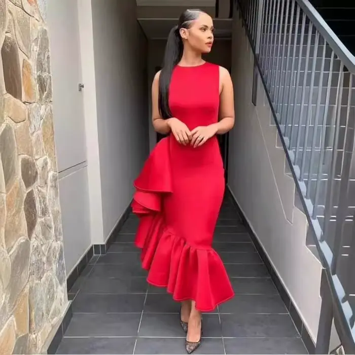 Robe longue décontractée à volants pour femmes