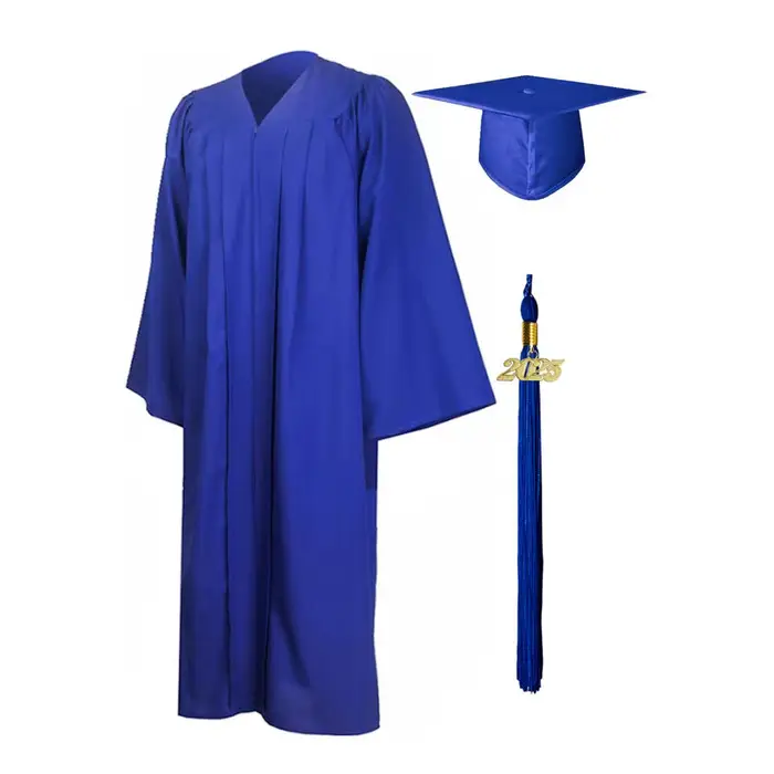 Robe de graduation pour étudiant en arts, col en V, avec chapeau, uniforme de baccalauréat pour fête