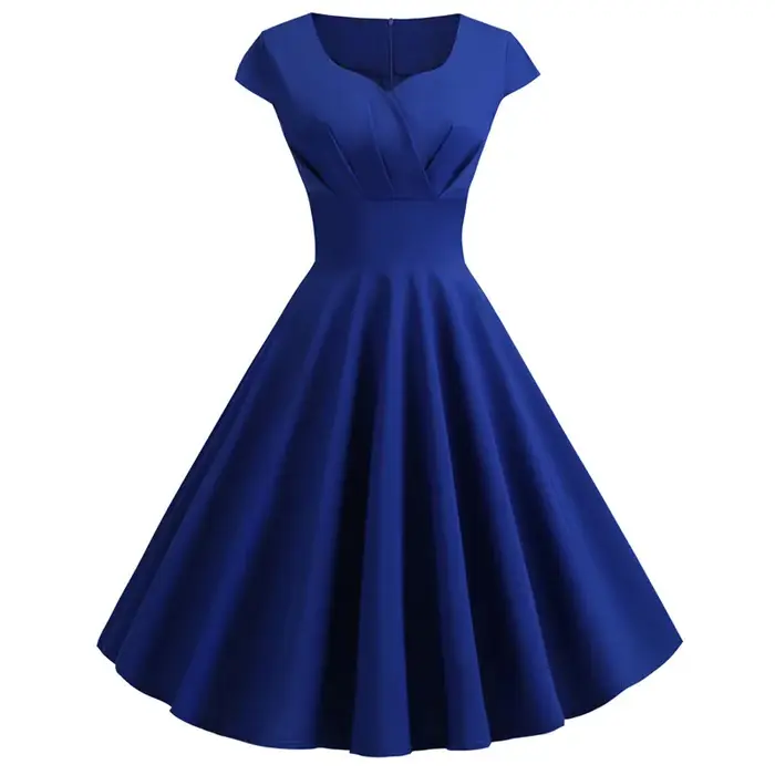 Robe d'été rose vintage pour femmes style rétro col en V pour occasions spéciales et bureau