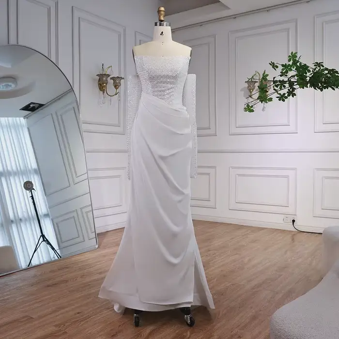 Serene Hill – robe de soirée personnalisée en perles blanches