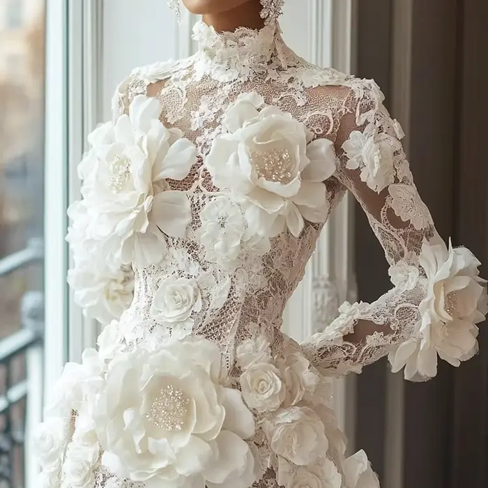 Mini robe de Cocktail exquise pour femmes, personnalisée, col haut, manches longues, perles, fleurs,