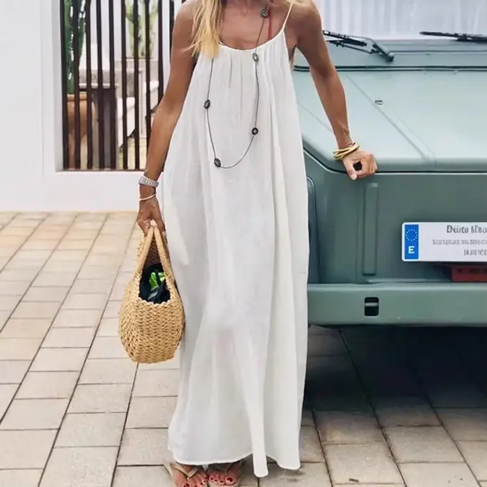 Robe bohème sans manches dos nu ample pour femmes été plage soirées spéciales