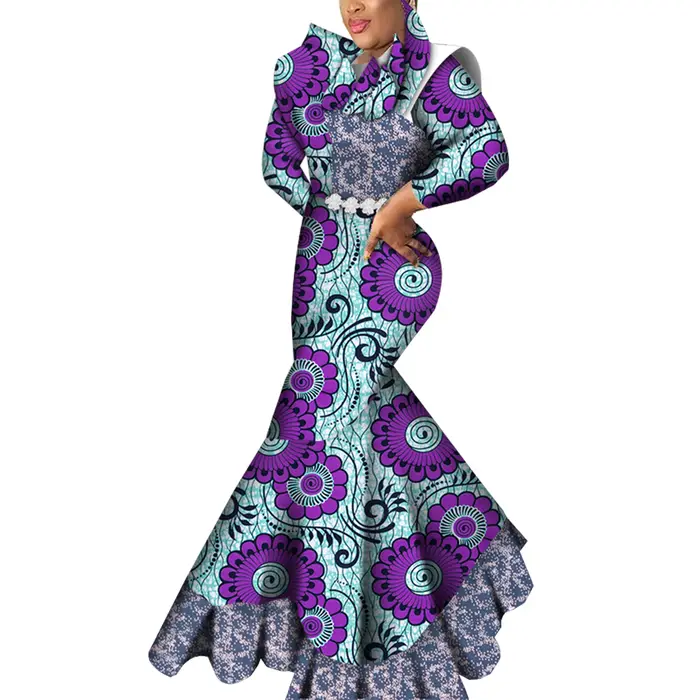 Robes Ankara pour femmes, tenue de soirée, longue, vide, tambour imprimé africain, Dashiki, vêtements africains, WY7093