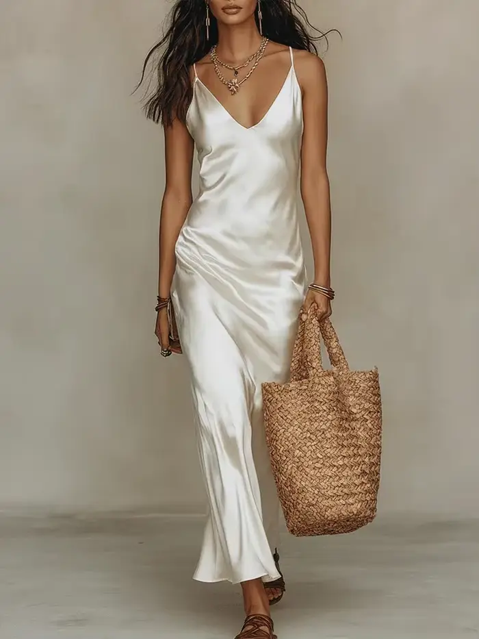 Robe longue en satin chic pour femme