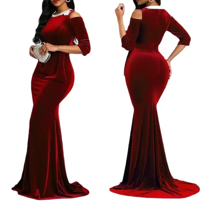 Robe d'été personnalisée en velours pour femmes