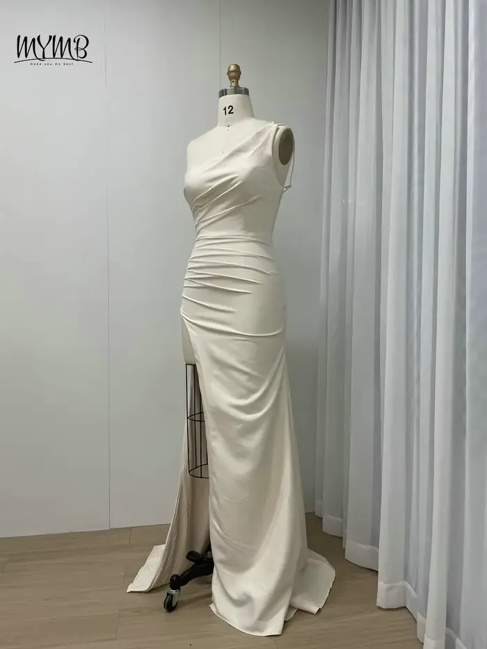 Robe Sirène Sexy en Satin avec Fente Haute