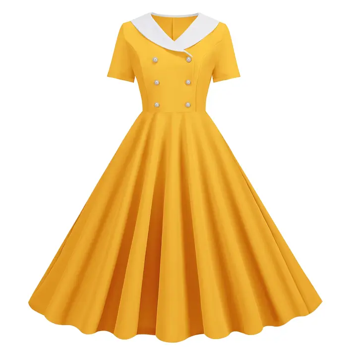 Robe vintage pour femme, tenue élégante et ajustée, uni, années 50 et 60, été, disponible en plusieurs tailles et couleurs, idéale pour les mariages et les soirées spéciales