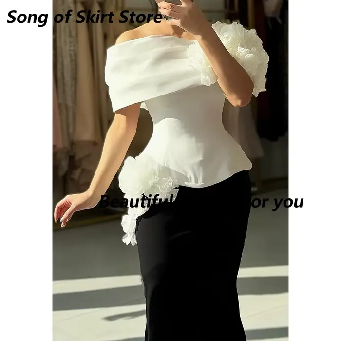 Robe de bal blanche et noire tendance