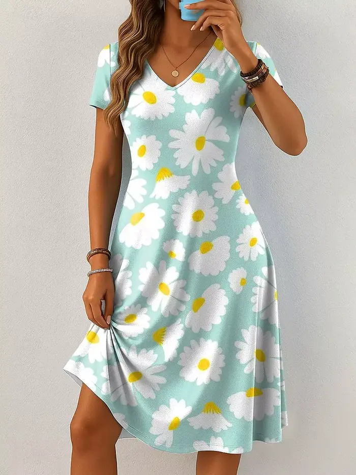 Robes courtes imprimées florales 3D pour femmes