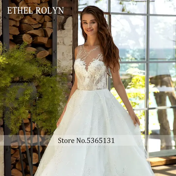 ETHEL ROCircN-Robe de Mariée Trapèze pour Femme