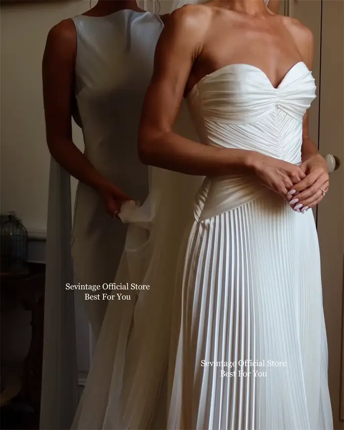 Sevintage ivoire Simple sirène robes de mariée chérie Satin longues