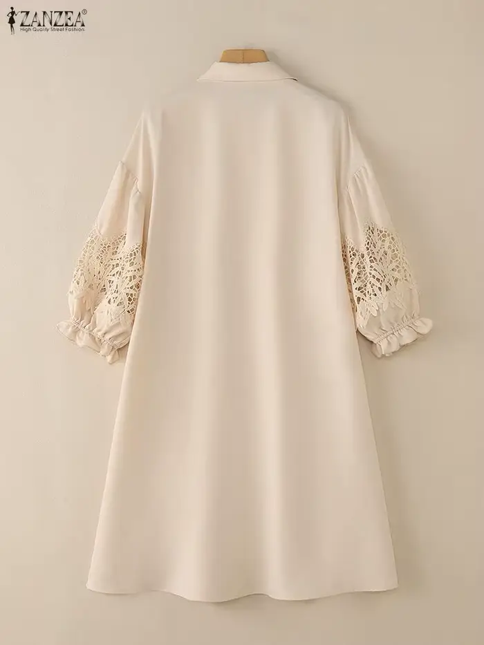 2026 ZANZEA printemps dentelle Crochet Robe d'été Mini